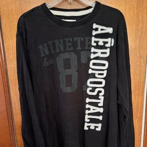 Aeropostale // black long sleeve shirt with vertical graphic , mens large, vinta